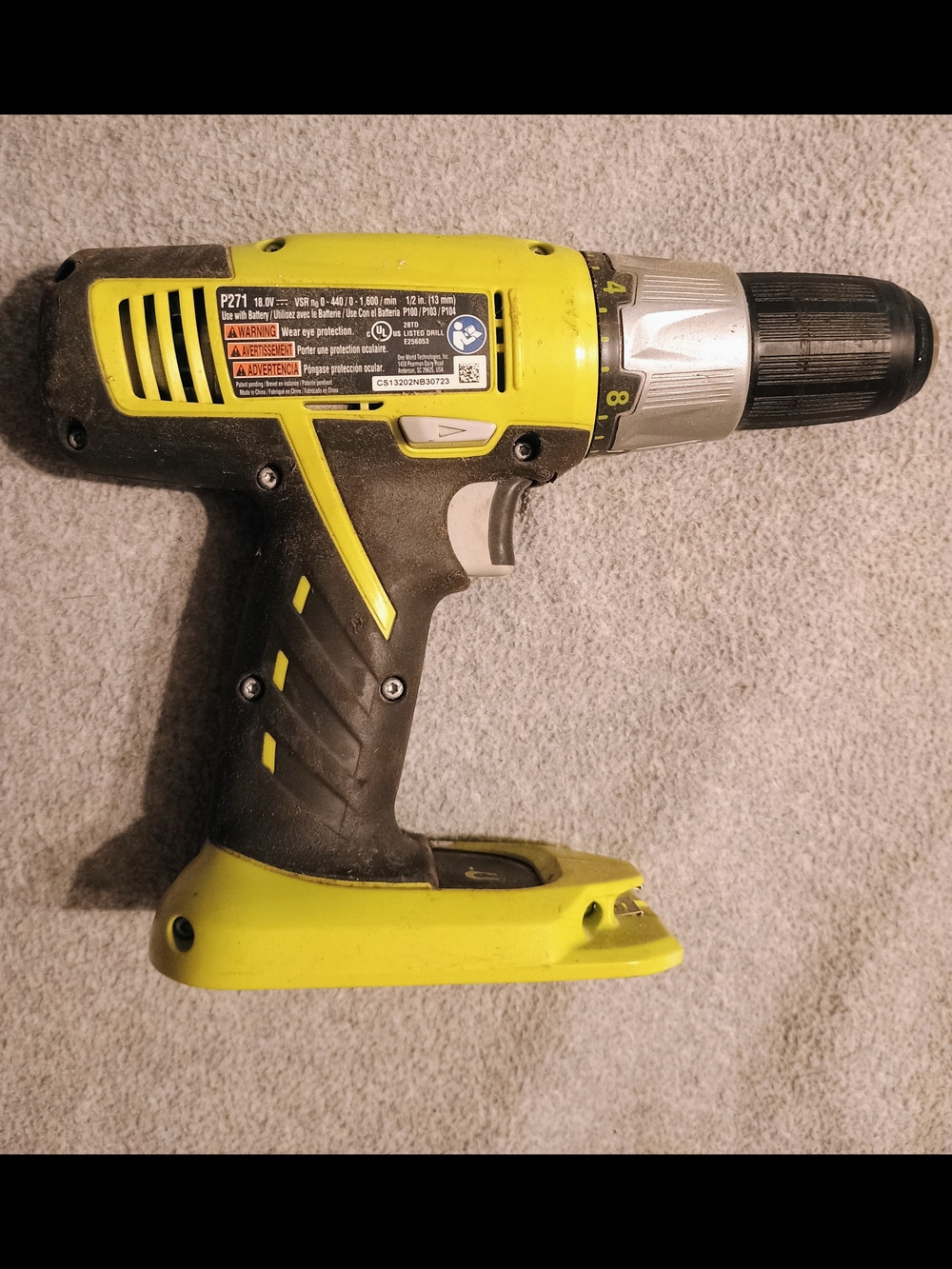 Ryobi 18 volt P271 Cordless Battery Powered Drill